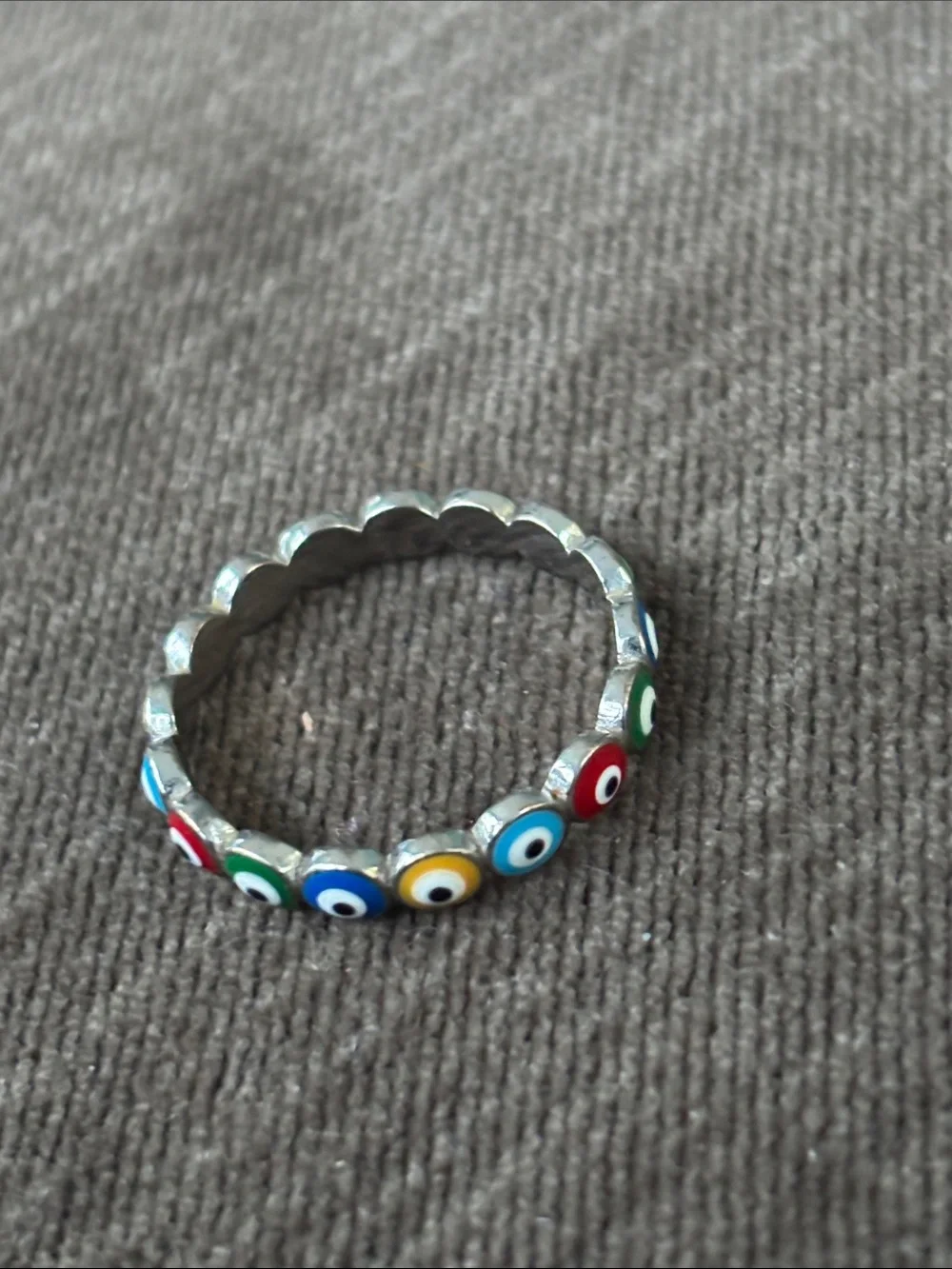 .925 EVIL EYE RING Sterling Silver Yellow Black Blue Green Red Ward off bad mojo
